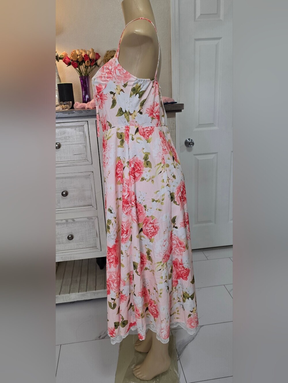 dELiA*s Pink Floral Lace-Trim Midi Dress - Picture 4 of 8